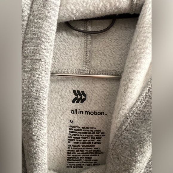 All In Motion Men's Cotton Fleece Pullover Sweatshirt, Grey, Size M - Picture 3 of 3